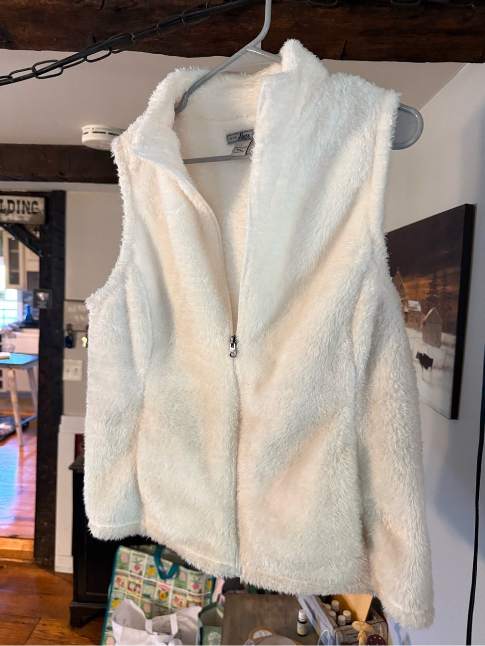 Bass Cream Faux Fur Zip Vest